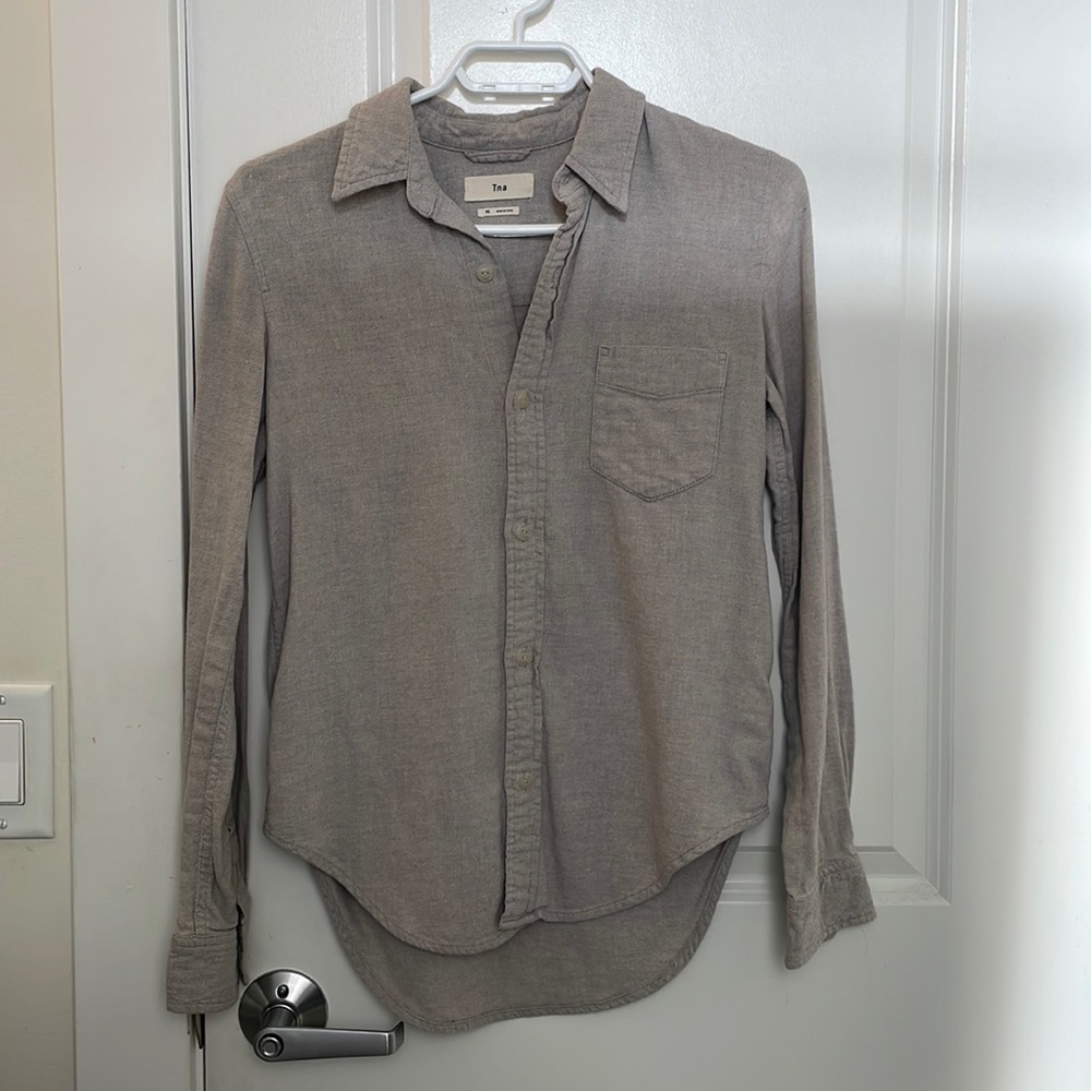 TNA Button Down Gray Shirt XS - Good condition.